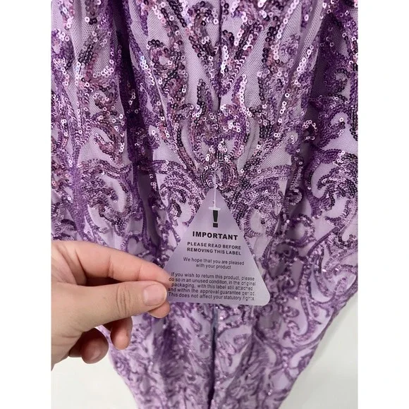 Bariano Australia Lavender Sequin Halter Neck Maxi Gown Formal Evening Dress 10 - Picture 9 of 11